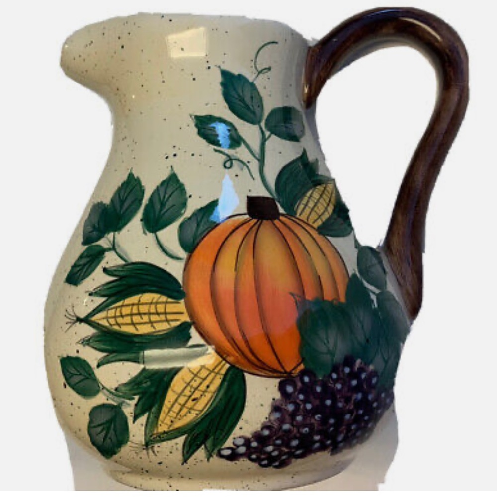 K.I.C. BRUSHES Handpainted Fall/Pumpkin 7” Pitcher